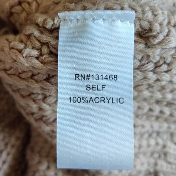 Vici Fringe Sleeve Sweater Size XS Taupe Beige Neutral Crewneck Oversized - Picture 5 of 8